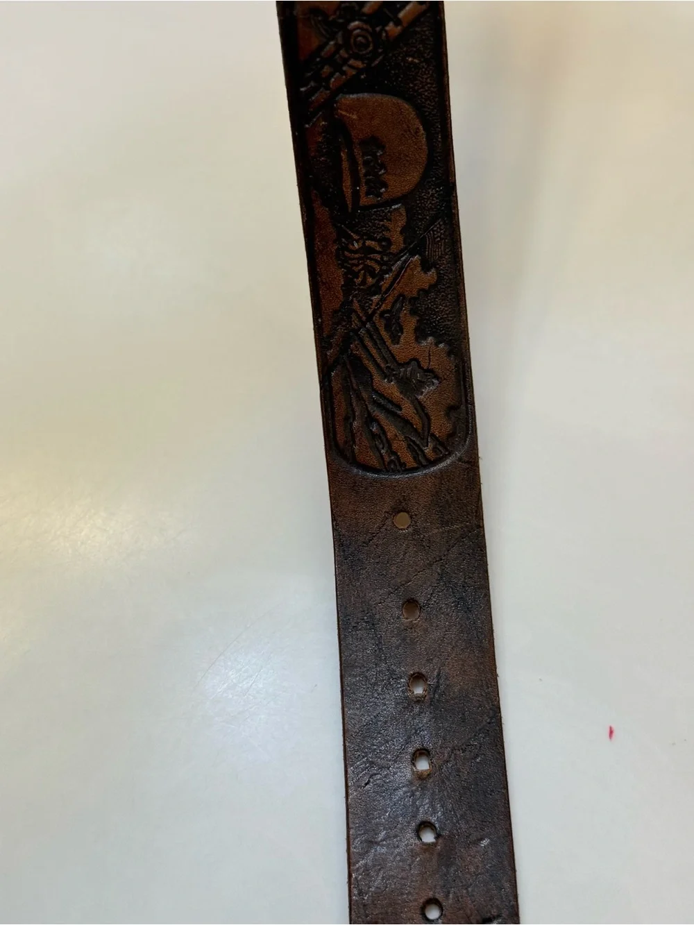 Vintage Texas Bicentennial Brown Leather Western Belt w/ Embossed Buckle C-400